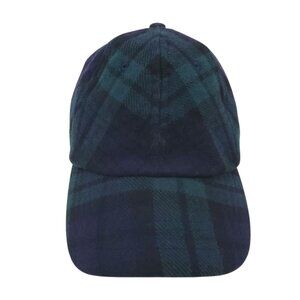 Polo Ralph Lauren Tartan Plaid Wool Blend Baseball Cap Leather Strap Adjustable